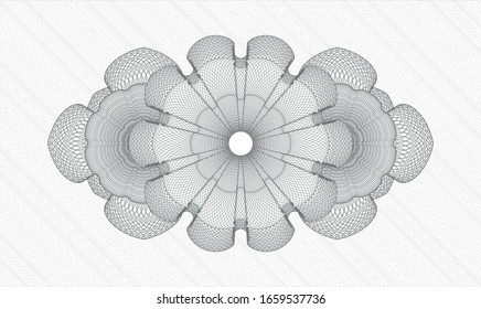 Grey rosette or money style emblem. Vector Illustration. Detailed.