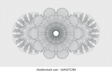 Grey rosette or money style emblem. Vector Illustration. Detailed.