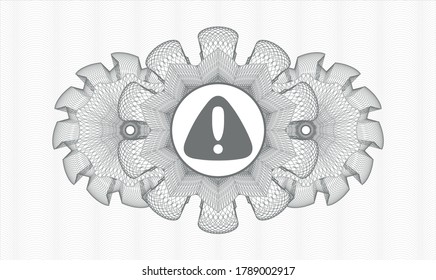 Grey rosette (money style emblem). Vector Illustration. Detailed with warning icon inside
