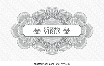Grey rosette or money style emblem. Vector Illustration. Detailed with text Coronavirus inside