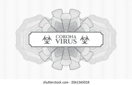 Grey rosette or money style emblem. Vector Illustration. Detailed with text Coronavirus inside