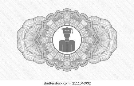 Rosette gris (emblema del estilo del dinero). Ilustración vectorial. Detallado con un icono graduado dentro
