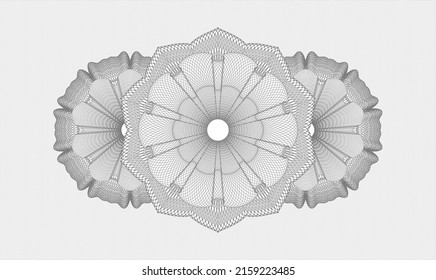 Grey rosette or money style emblem. Vector Illustration. Detailed 
