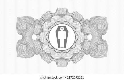 Grey rosette (money style emblem). Vector Illustration. Detailed with dead man in his coffin icon inside