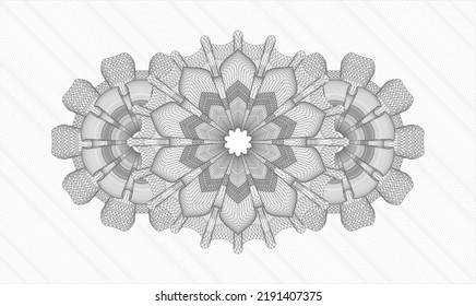Estampilla gris de estilo rosetón o dinero. Ilustración vectorial. Detallado 