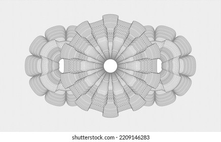 Grey rosette or money style emblem. Vector Illustration. Detailed 