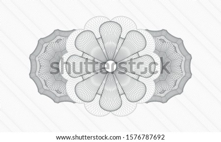 Grey rosette or money style emblem. Vector Illustration. Detailed.