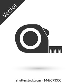 Grey Roulette construction icon isolated on white background. Tape measure symbol.  Vector Illustration