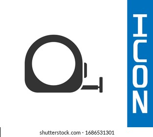 Grey Roulette construction icon isolated on white background. Tape measure symbol.  Vector Illustration