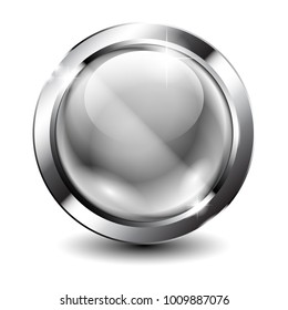 Grey round background with a silver frame, with space for your text. Vector illustration.