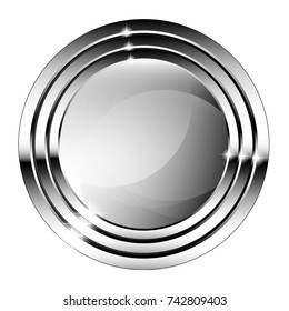 Grey round background with a silver frame, with space for your text. Vector illustration.