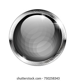 Grey round background with a silver frame, with space for your text. Vector illustration.