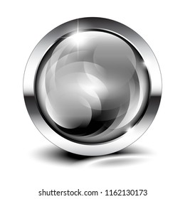 Grey round crystal background with a silver frame, with space for your text. Vector illustration. 