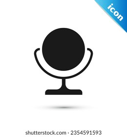 Grey Round makeup mirror icon isolated on white background.  Vector Illustration