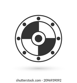 Grey Round Shield Icon Isolated On White Background. Security, Safety, Protection, Privacy, Guard Concept.  Vector