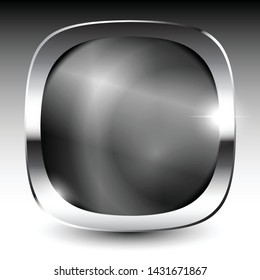 Grey rounded square background with a silver frame, with space for your text. Vector illustration