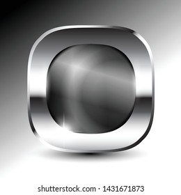 Grey rounded square background with a silver frame, with space for your text. Vector illustration