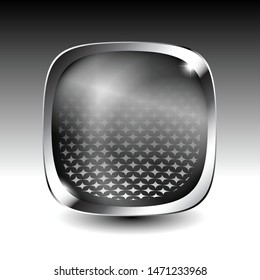 Grey rounded square background with a silver frame, with space for your text. Vector illustration.