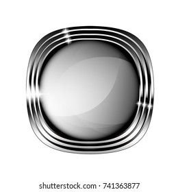 Grey rounded square background with a silver frame, with space for your text. Vector illustration.