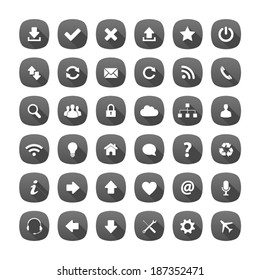 Grey rounded square long shadow style icons