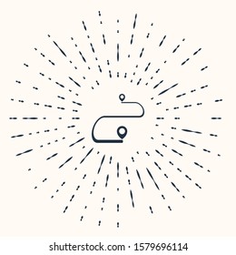 Grey Route location icon isolated on beige background. Map pointer sign. Concept of path or road. GPS navigator. Abstract circle random dots. Vector Illustration