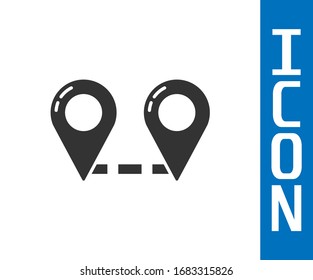 Grey Route location icon isolated on white background. Map pointer sign. Concept of path or road. GPS navigator.  Vector Illustration