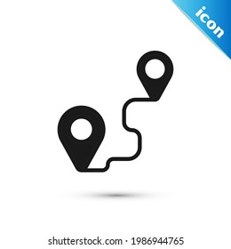Grey Route location icon isolated on white background. Map pointer sign. Concept of path or road. GPS navigator.  Vector