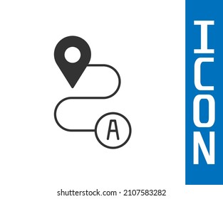 Grey Route location icon isolated on white background. Map pointer sign. Concept of path or road. GPS navigator.  Vector