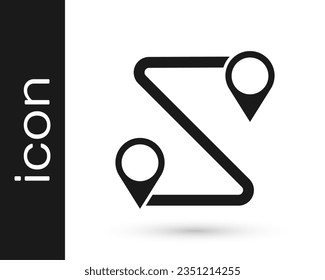 Icono de ubicación de la ruta gris aislado en fondo blanco. Indicador de mapa. Concepto de camino o camino. Navegador GPS.  Ilustración vectorial
