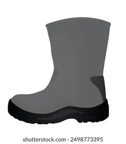 Grey  rubber boots. vector illustration