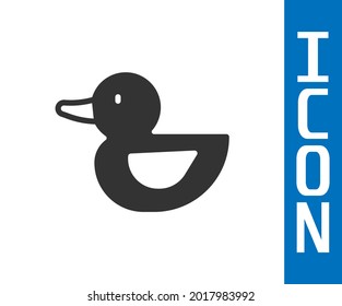 Grey Rubber duck icon isolated on white background.  Vector