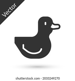 Grey Rubber duck icon isolated on white background.  Vector