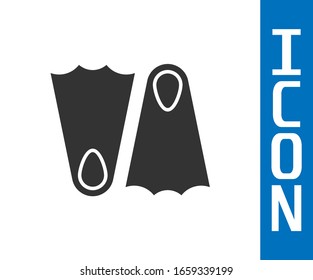 Grey Rubber flippers for swimming icon isolated on white background. Diving equipment. Extreme sport. Sport equipment.  Vector Illustration