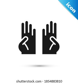 Grey Rubber gloves icon isolated on white background. Latex hand protection sign. Housework cleaning equipment symbol.  Vector