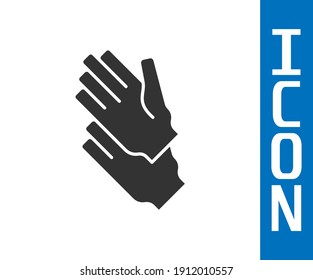 Grey Rubber gloves icon isolated on white background. Latex hand protection sign. Housework cleaning equipment symbol.  Vector