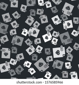 Grey RUBY file document. Download ruby button icon isolated seamless pattern on black background. RUBY file symbol.  Vector Illustration