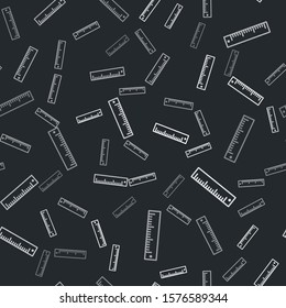 Grey Ruler icon isolated seamless pattern on black background. Straightedge symbol.  Vector Illustration