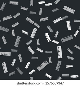 Grey Ruler icon isolated seamless pattern on black background. Straightedge symbol.  Vector Illustration