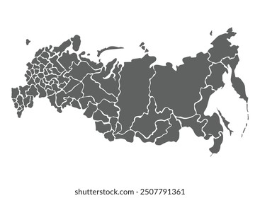 Mapa gris de Rusia con un toque moderno, diseñado para una integración perfecta en varios proyectos.