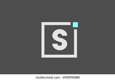 Grey S Alphabet Letter Logo Icon. Square Design For Company And Business Identity With Blue Dot