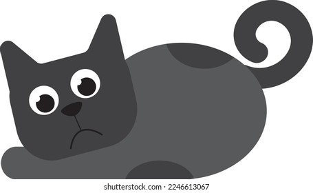 Grey sad cat. Vector file for designs.