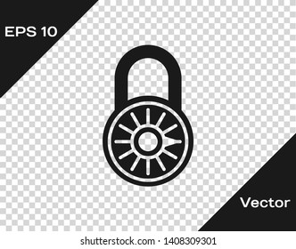 Grey Safe combination lock wheel icon isolated on transparent background. Combination padlock. Security, safety, protection, password, privacy concept. Vector Illustration