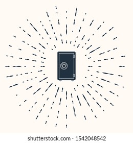 Grey Safe icon isolated on beige background. The door safe a bank vault with a combination lock. Reliable Data Protection. Abstract circle random dots. Vector Illustration