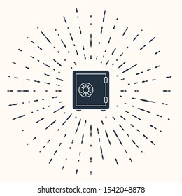Grey Safe icon isolated on beige background. The door safe a bank vault with a combination lock. Reliable Data Protection. Abstract circle random dots. Vector Illustration
