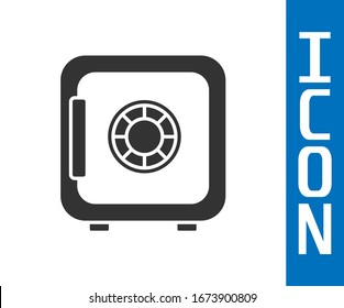 Icono de Grey Safe aislado en fondo blanco. La puerta protege una bóveda de banco con una cerradura combinada. Protección de datos confiable.  Ilustración vectorial