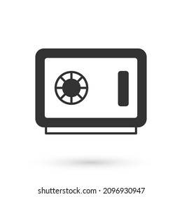 Icono de Grey Safe aislado en fondo blanco. La puerta protege una bóveda de banco con una cerradura combinada. Protección de datos fiable.  Vector