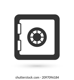 Icono de Grey Safe aislado en fondo blanco. La puerta protege una bóveda de banco con una cerradura combinada. Protección de datos fiable.  Vector