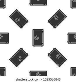 Grey Safe icon isolated seamless pattern on white background. The door safe a bank vault with a combination lock. Reliable Data Protection. Vector Illustration