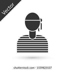 Grey Sailor captain icon isolated on white background.  Vector Illustration