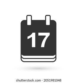 Grey Saint Patricks day with calendar icon isolated on white background. Date 17 March.  Vector